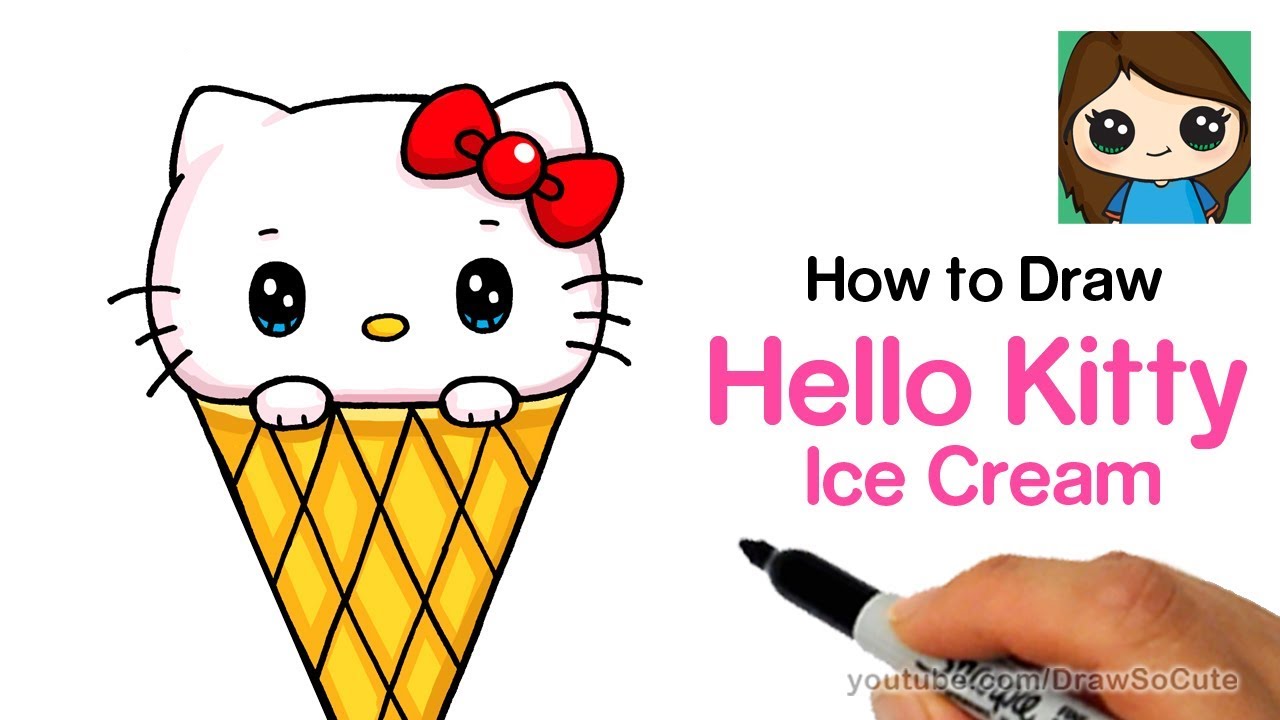 1280x720 How To Draw Hello Kitty Ice Cream Easy Sanrio Kids Youtube - Ice Cream Drawing Images