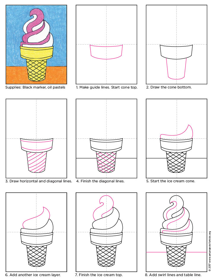 722x943 draw an ice cream cone art projects for kids - Ice Cream Drawing Pictures