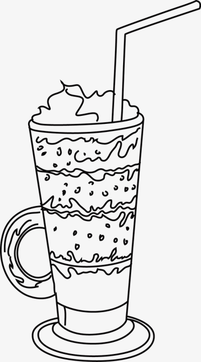 400x719 Download Free Png Ice Cream, Line Drawing, Black And White, Hand - Ice Cream Line Drawing