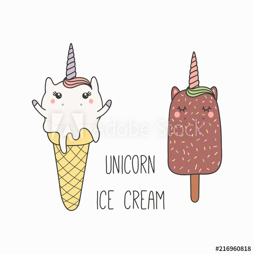 500x500 Hand Drawn Vector Illustration Of A Kawaii Funny Ice Cream - Ice Cream Line Drawing