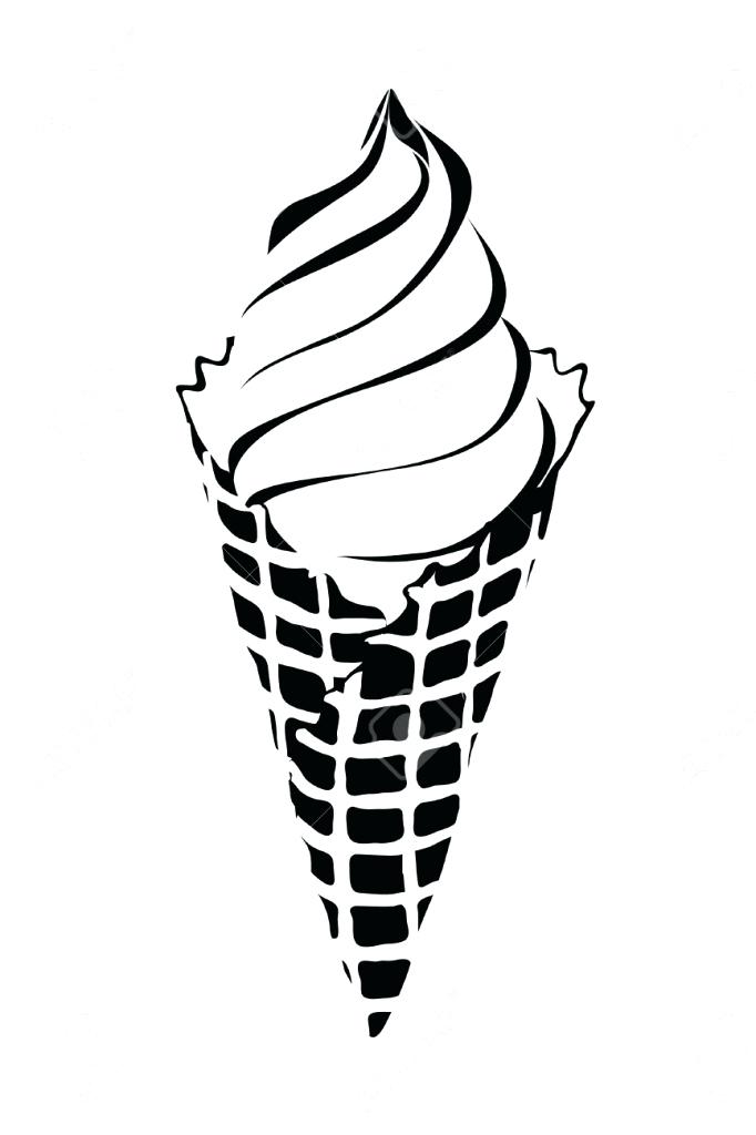 682x1024 Ice Cream Cone Drawing Draw A Detailed Cones Drawings And Step - Ice Cream Line Drawing