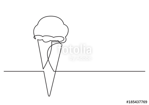 500x354 One Line Drawing Of Isolated Vector Object - Ice Cream Line Drawing