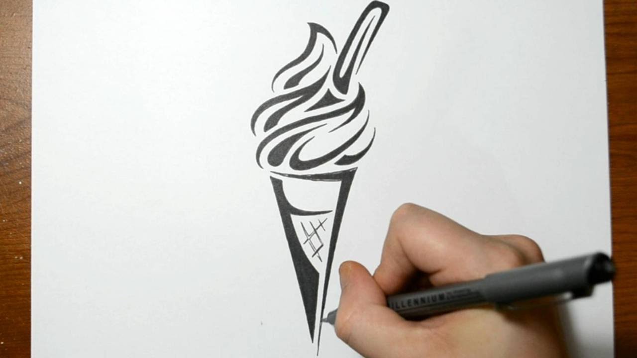 1280x720 How To Draw An Ice Cream - Ice Cream Pencil Drawing