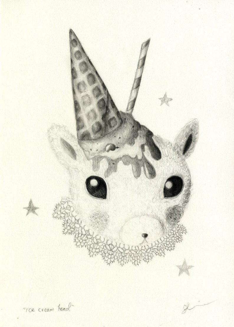 794x1107 Ice Cream Head Pencil Drawing Etsy - Ice Cream Pencil Drawing