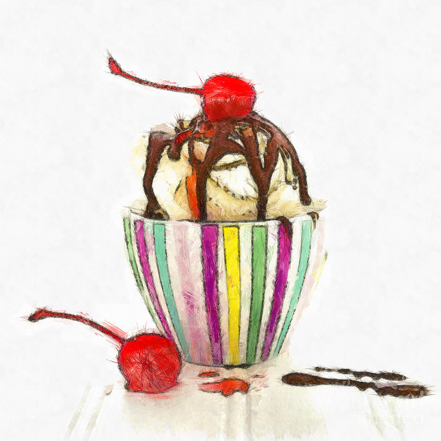 900x900 Ice Cream Sundae Pencil Digital Art - Ice Cream Pencil Drawing