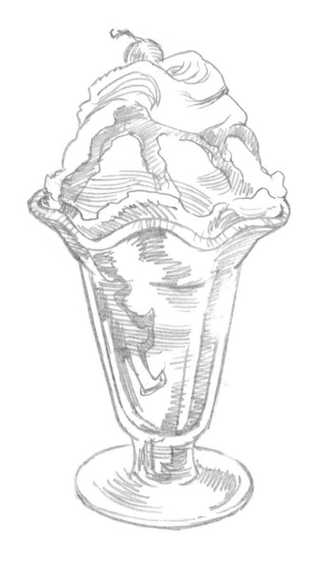 455x800 Ice Cream Sundae Extract From Things To Draw - Ice Cream Pencil Drawing