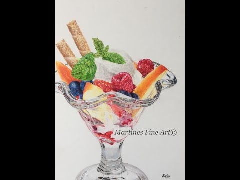 480x360 Icecream Dessert, Realistic Drawing With Colored Pencils - Ice Cream Pencil Drawing