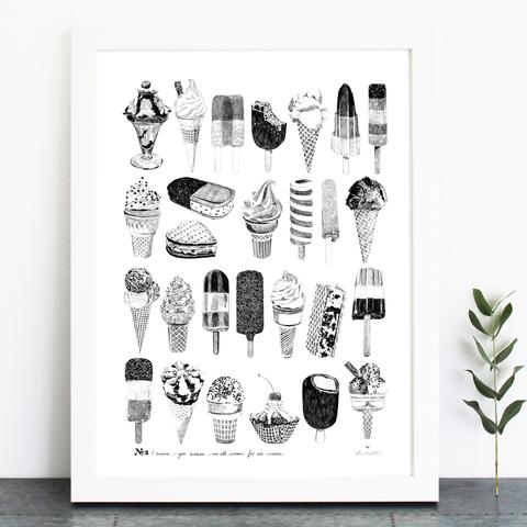 480x480 We All Scream For Ice Cream' Print Ros Shiers - Ice Cream Pencil Drawing