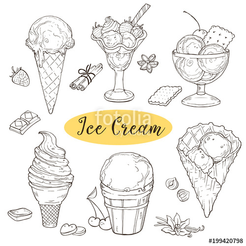 500x500 Hand Drawn Strawberry Icecream Poster All You Need Is Ice Cream - Ice Cream Scoop Drawing