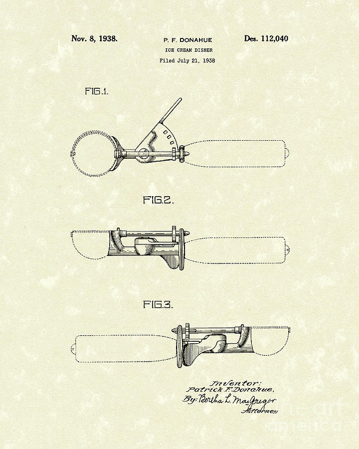 720x900 Ice Cream Scoop Patent Art Drawing - Ice Cream Scoop Drawing