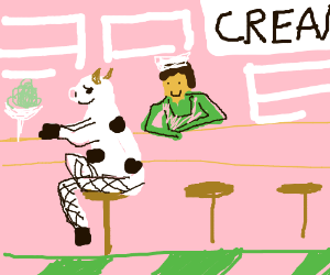 300x250 Cow In Fishnets, Inside Ice Cream Shop Drawing - Ice Cream Shop Drawing