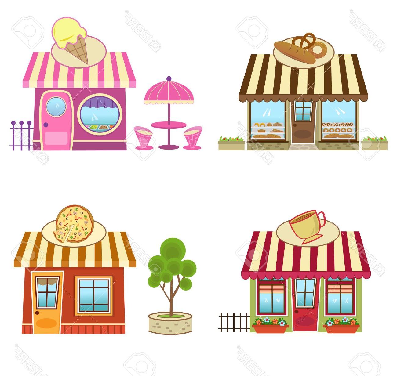 1300x1232 top shops cute bakery coffee pizza and ice cream drawing - Ice Cream Shop Drawing