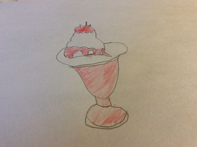 670x500 how to draw a strawberry sundae steps - Ice Cream Sundae Drawing