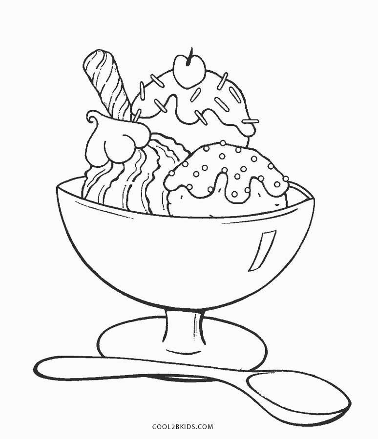 781 Animal Ice Cream Sundae Coloring Page for Kids