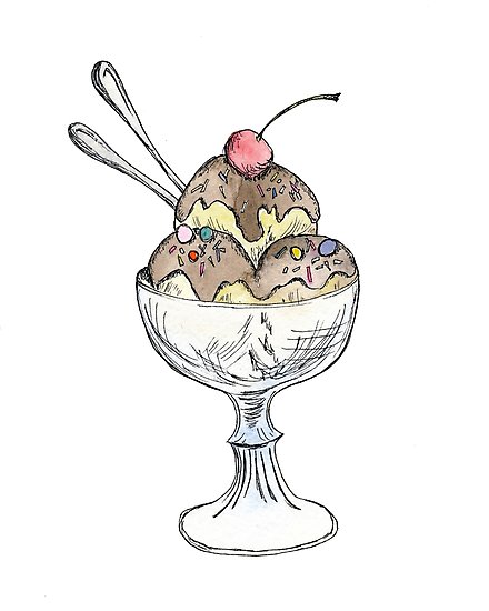 440x550 ice cream sundae illustration photographic print - Ice Cream Sundae Drawing