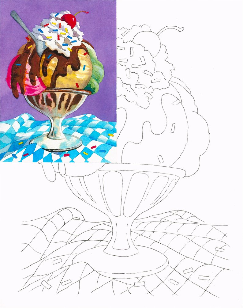 794x1005 picture ice cream sundae diy drawing painting kit etsy - Ice Cream Sundae Drawing