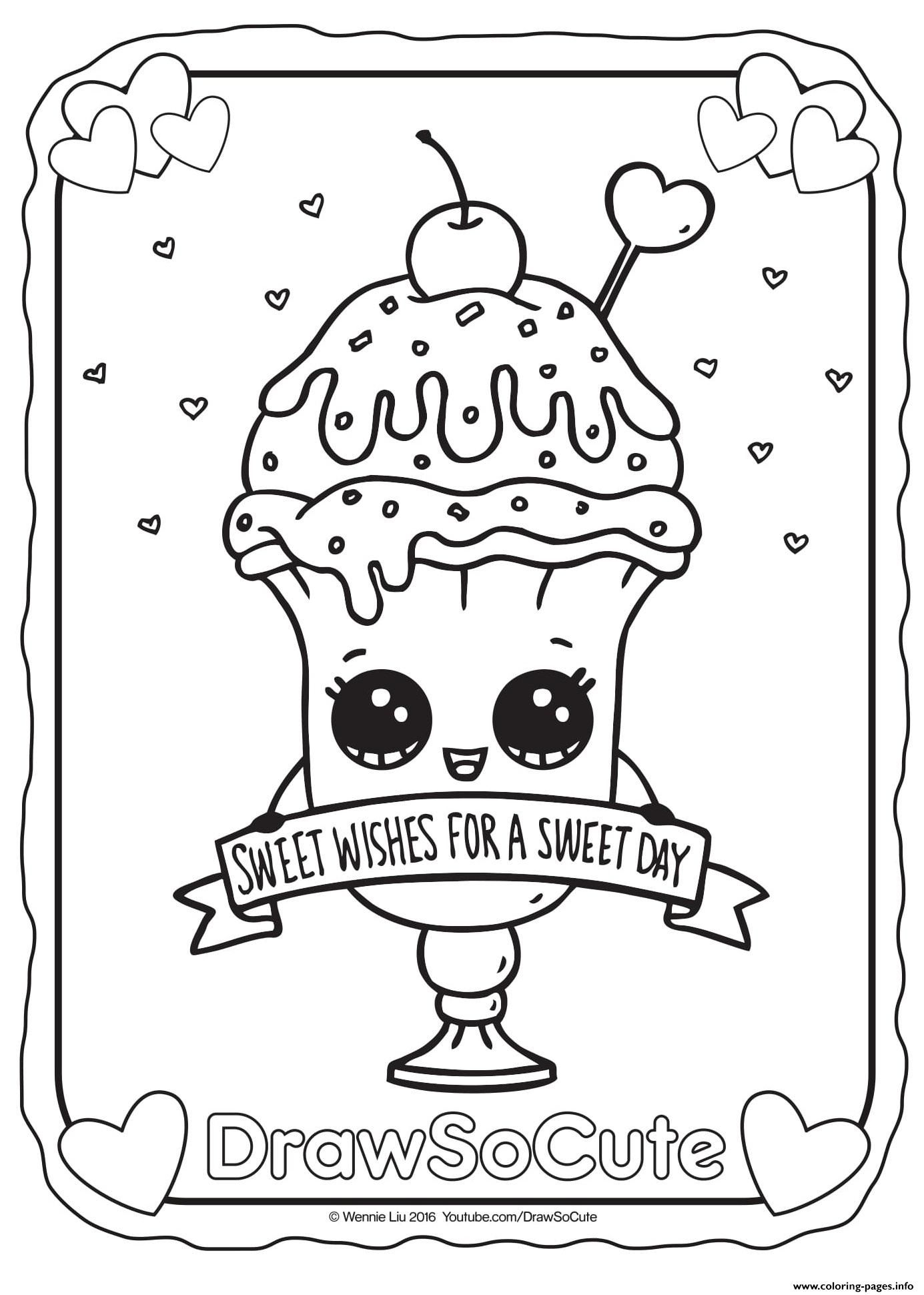 1385x1941 valentine ice cream sundae draw so cute coloring pages printable - Ice Cream Sundae Drawing