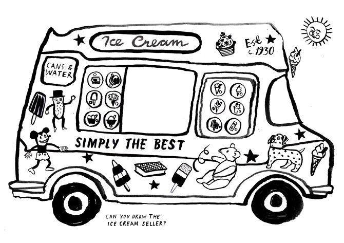 670x473 Ice Cream Van Colouring Book - Ice Cream Truck Drawing