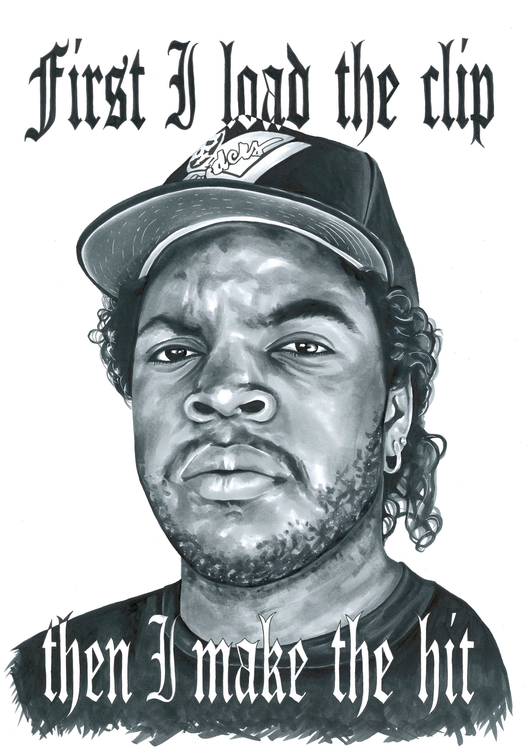 1755x2483 Original Drawing Ice Cube Justin Hodson - Ice Cube Drawing