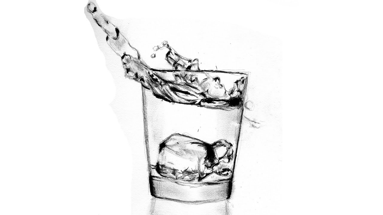 1280x720 How To Draw Glass Of Water With Ice Drawing Step - Ice Drawing