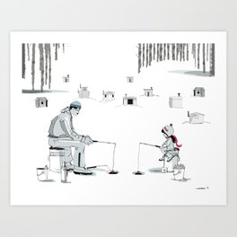 264x264 Ice Fishing Art Prints - Ice Fishing Drawing