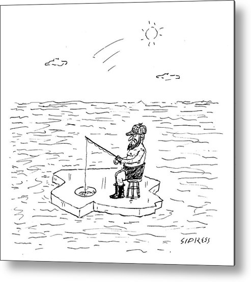 493x552 shirtless man ice fishing metal print - Ice Fishing Drawing