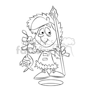 300x300 kid eskimo ice fishing black and white clipart royalty free - Ice Fishing Drawing