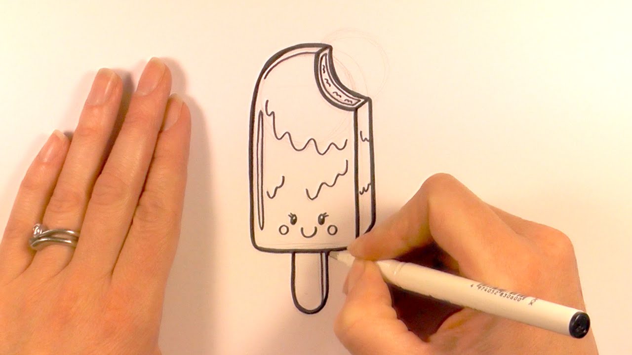 1280x720 How To Draw A Cartoon Ice Cream On A Stick - Ice Pop Drawing
