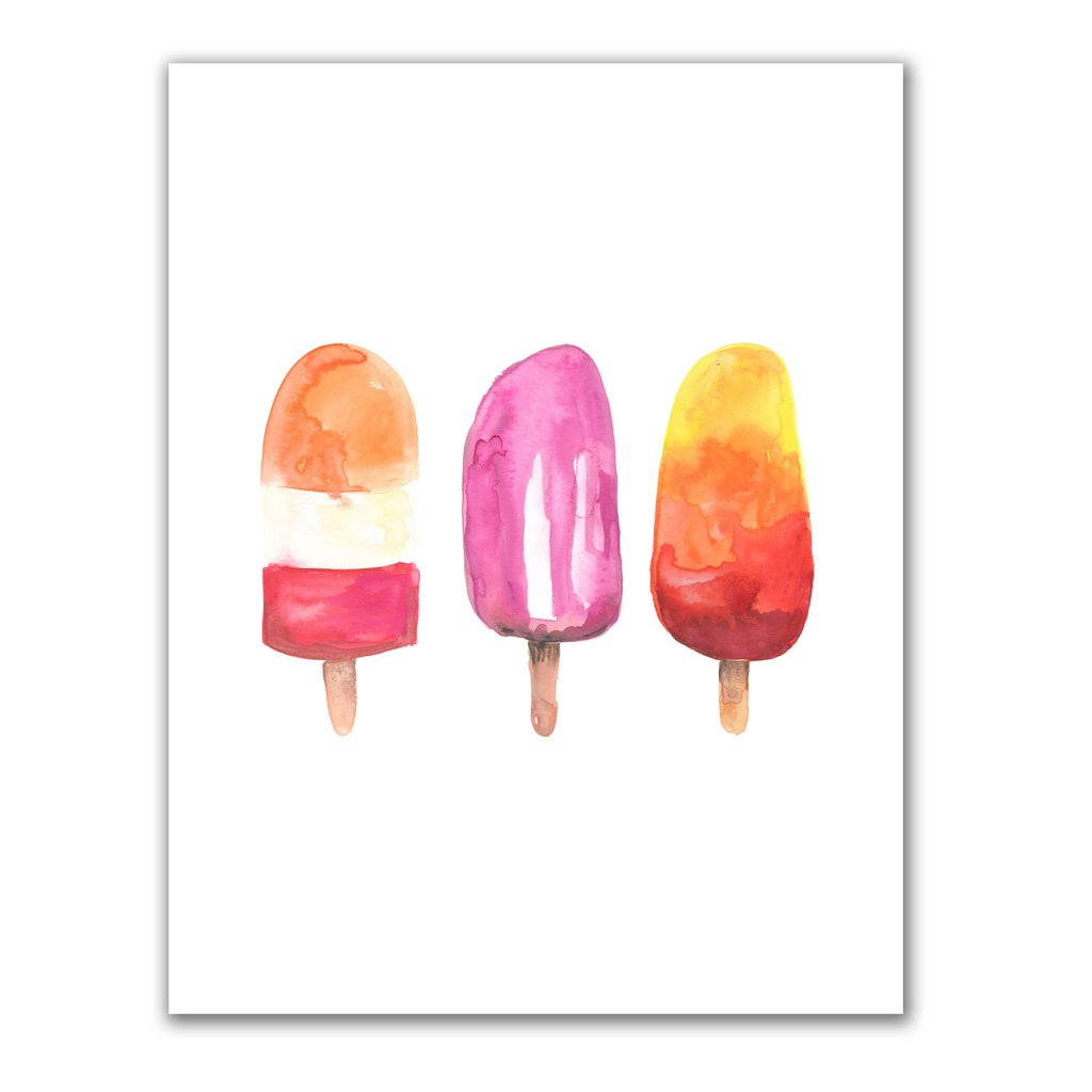 1024x1024 Watercolor Popsicle Ice Pop Trio Art Print Jetty Home - Ice Pop Drawing