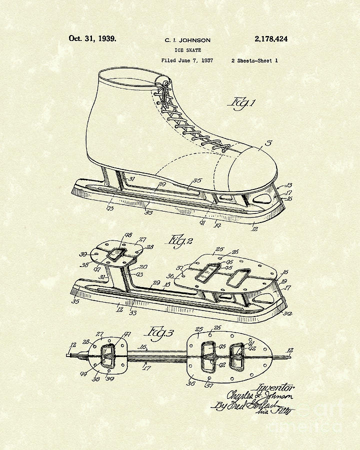 720x900 Ice Skate Patent Art Drawing - Ice Skate Drawing
