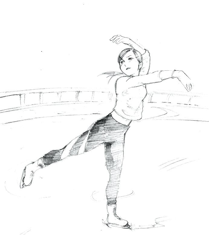 691x778 Ice Skating Drawing Girl - Ice Skate Drawing