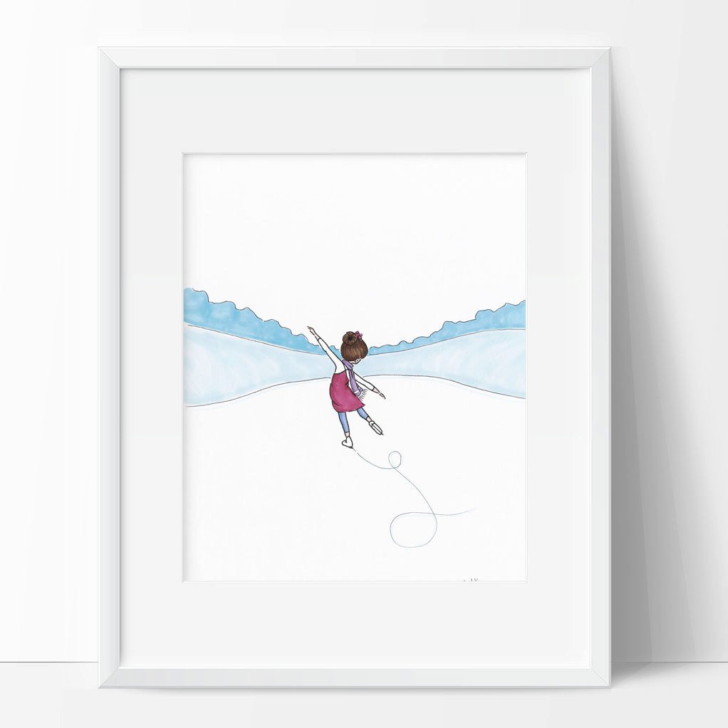 1022x1022 Girl Ice Skating Wall Art Print Figure Skater Drawing Etsy - Ice Skate Drawing