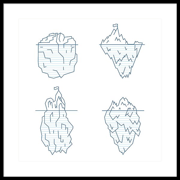 600x600 Iceberg Line Style Set Vector Framed Print - Iceberg Line Drawing