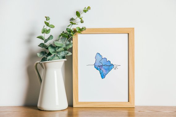 570x380 Watercolour Newfoundland Iceberg Continuous Line Drawing Etsy - Iceberg Line Drawing