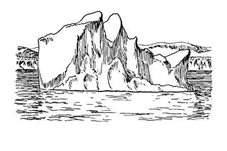 450x299 X Greeting Card Line Drawing Iceberg - Iceberg Line Drawing