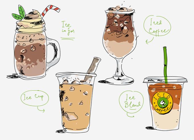 681x490 iced coffee cafe menu hand drawn vector illustration - Iced Coffee Drawing