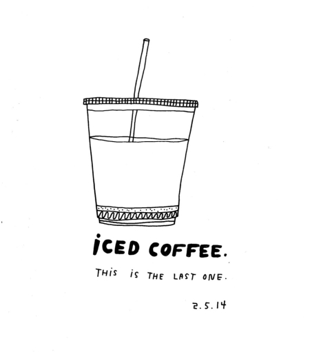450x511 daily purchase drawings, a series of drawings of an item purchased - Iced Coffee Drawing