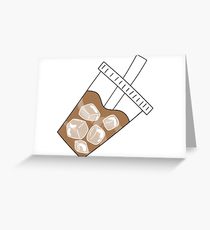 210x230 Iced Coffee Drawing Greeting Cards Redbubble - Iced Coffee Drawing