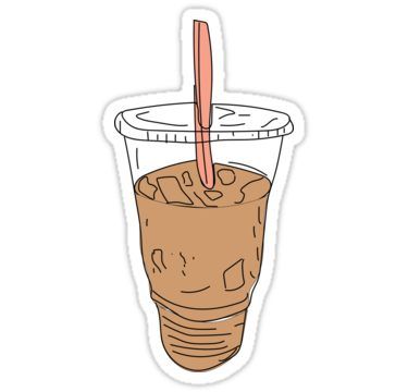 375x360 iced coffee sticker in products stickers, coffee cartoon - Iced Coffee Drawing