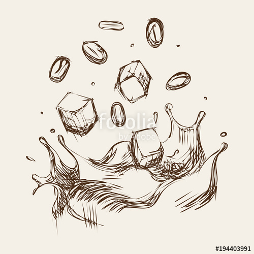 500x500 Iced Coffee Sketch Style Vector Illustration Stock Image - Iced Coffee Drawing