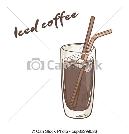 450x470 Vector Printable Illustration Of Isolated Cup Of Iced Coffee - Iced Coffee Drawing