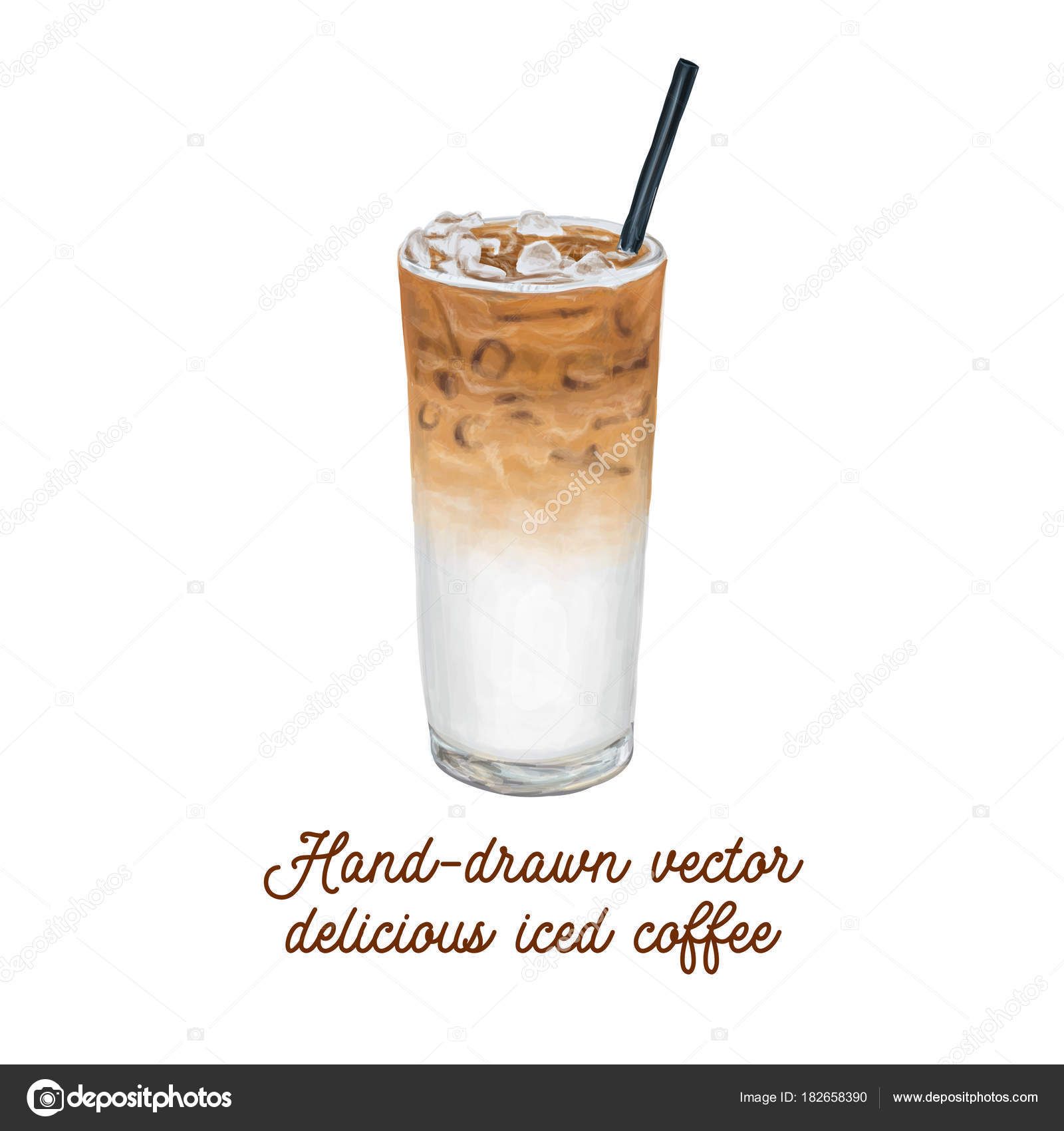 1600x1700 stock illustration advertising, americano, bean, beverage - Iced Coffee Drawing