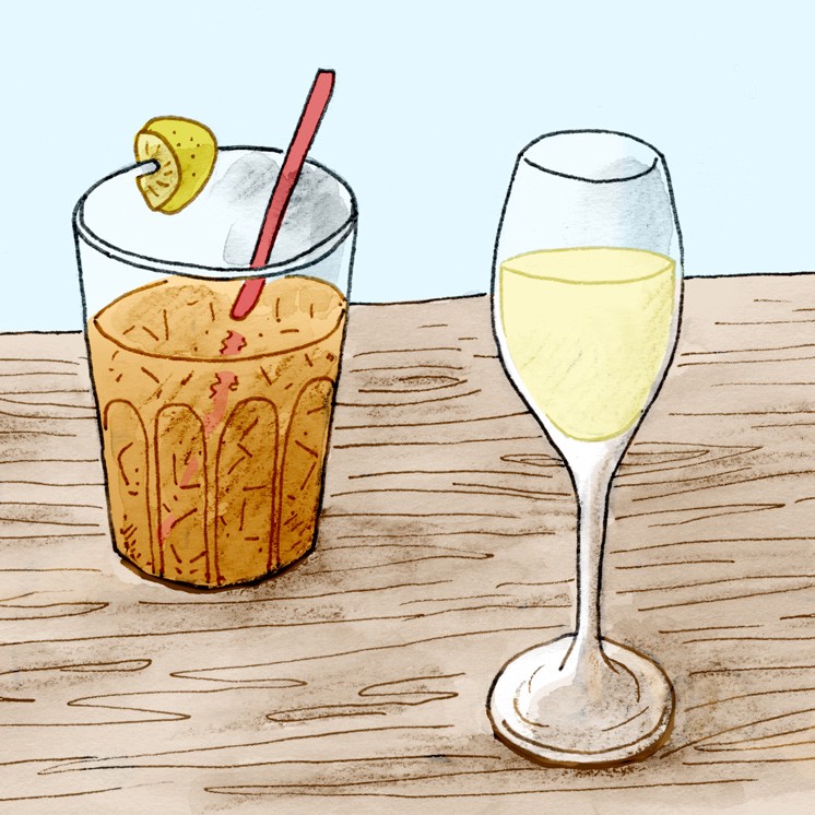 746x746 Drawing My Dates Iced Tea And Pinot Gris Jay Boucher Medium - Iced Tea Drawing