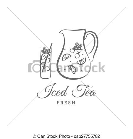 450x470 Iced Tea Vector Logo Or Sign Vector Illustration Jug, Glass - Iced Tea Drawing