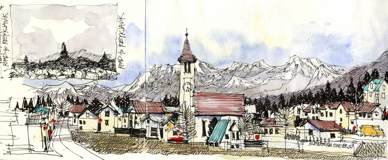 1600x661 james richards sketchbook on the road iceland - Iceland Drawing