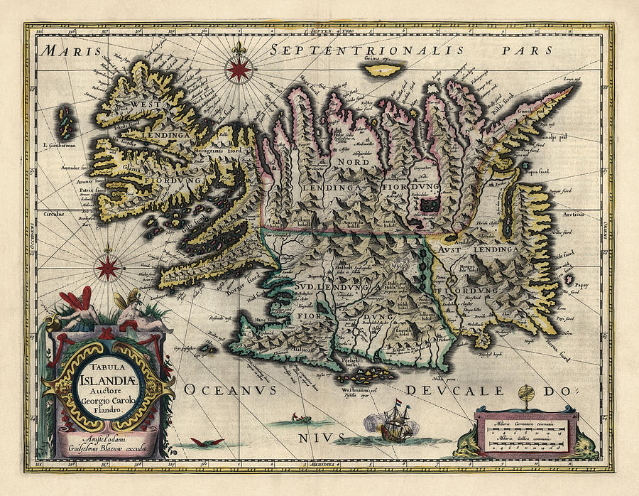 900x698 Antique Map Of Iceland - Iceland Drawing