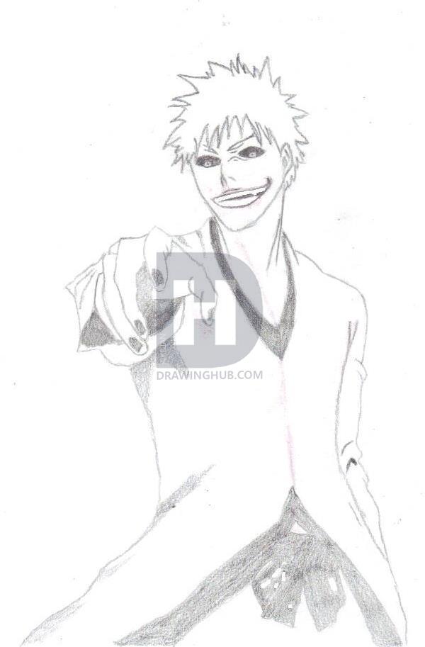 600x913 How To Draw Hollow Ichigo, Step - Ichigo Drawing
