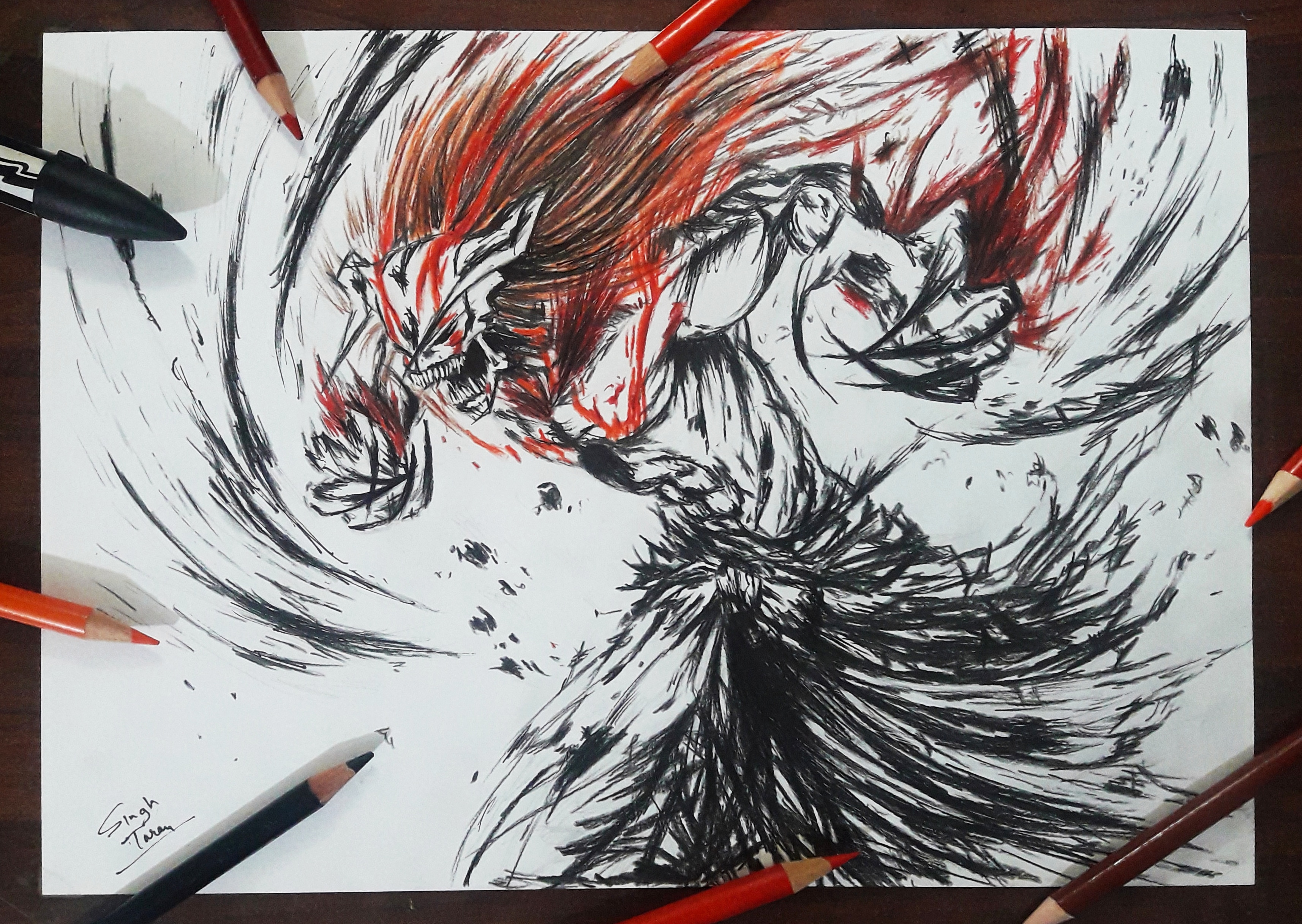 3428x2433 Ichigo Vasto Lordes Drawing - Ichigo Drawing