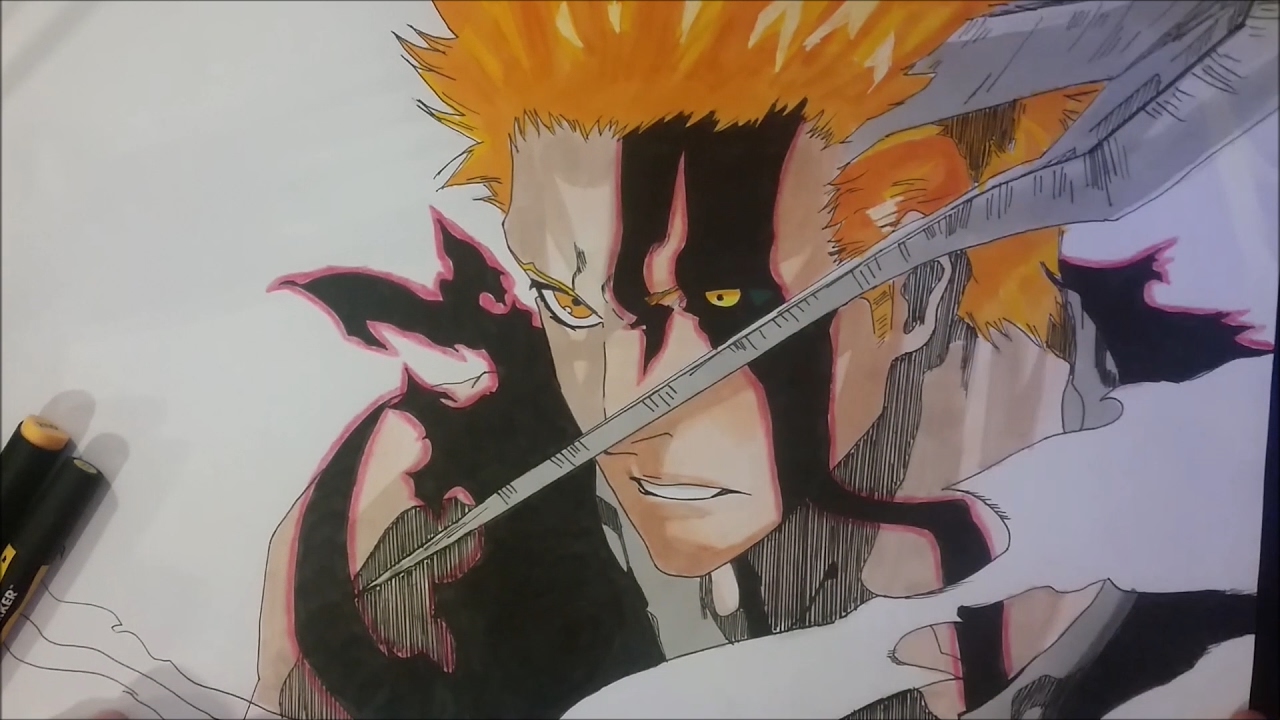 1280x720 Drawing Kurosaki Ichigo Hollow Form - Ichigo Hollow Drawing