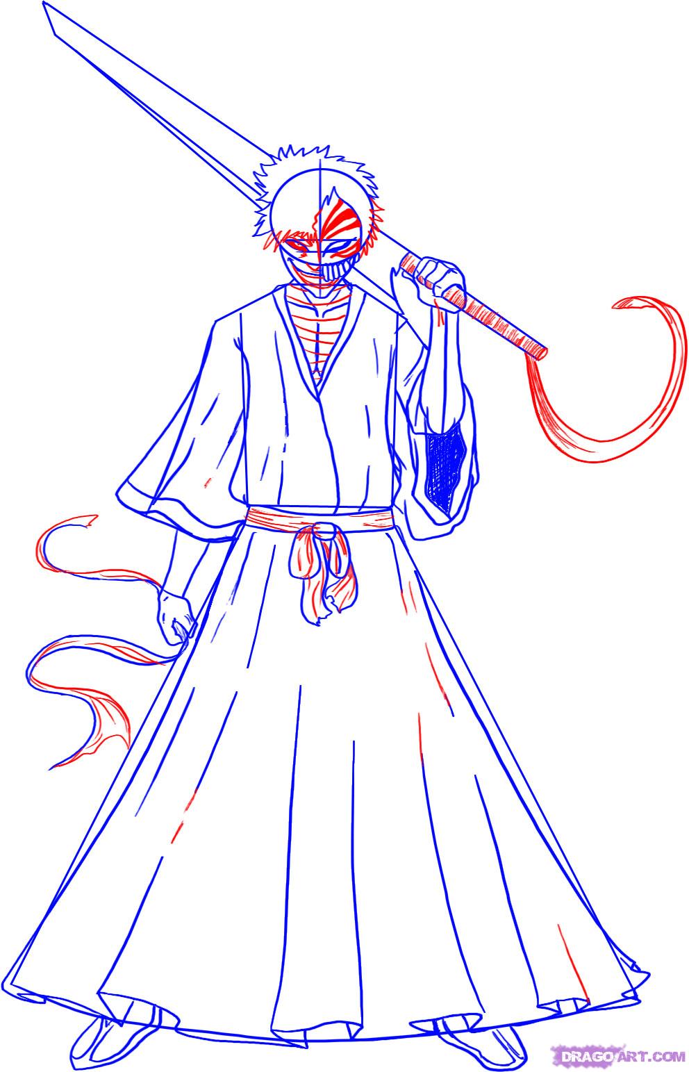 992x1543 Draw Ichigo, Step - Ichigo Kurosaki Drawing